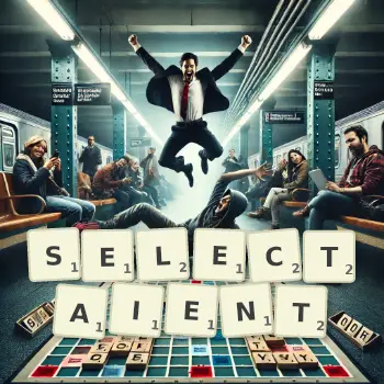 Illustration créative d'un jeu de lettres avec le mot SELECTAIENT épelé sur le plateau.