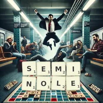 Illustration créative d'un jeu de lettres avec le mot SEMINOLE épelé sur le plateau.