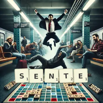 Illustration créative d'un jeu de lettres avec le mot SENTE épelé sur le plateau.