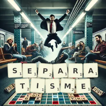 Illustration créative d'un jeu de lettres avec le mot SEPARATISME épelé sur le plateau.