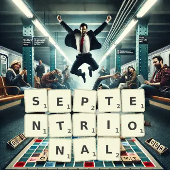 Illustration créative d'un jeu de lettres avec le mot SEPTENTRIONAL épelé sur le plateau.