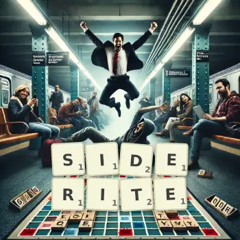 Illustration créative d'un jeu de lettres avec le mot SIDERITE épelé sur le plateau.