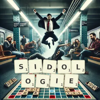 Illustration créative d'un jeu de lettres avec le mot SIDOLOGIE épelé sur le plateau.