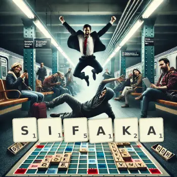 Illustration créative d'un jeu de lettres avec le mot SIFAKA épelé sur le plateau.