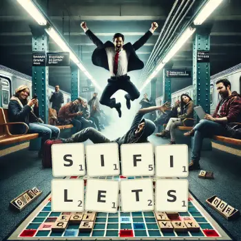 Illustration créative d'un jeu de lettres avec le mot SIFILETS épelé sur le plateau.