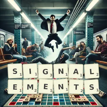 Illustration créative d'un jeu de lettres avec le mot SIGNALEMENTS épelé sur le plateau.