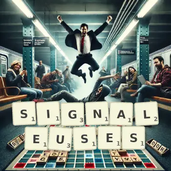 Illustration créative d'un jeu de lettres avec le mot SIGNALEUSES épelé sur le plateau.