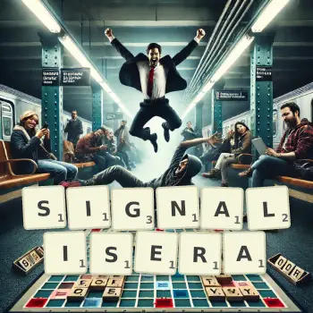 Illustration créative d'un jeu de lettres avec le mot SIGNALISERA épelé sur le plateau.