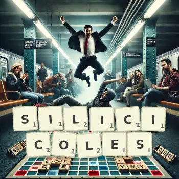 Illustration créative d'un jeu de lettres avec le mot SILICICOLES épelé sur le plateau.