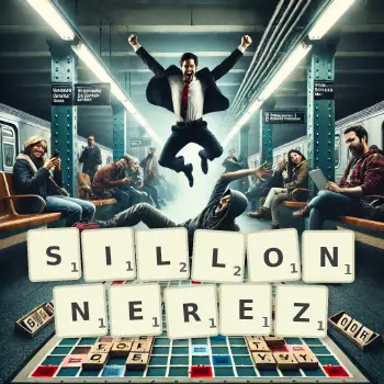 Illustration créative d'un jeu de lettres avec le mot SILLONNEREZ épelé sur le plateau.