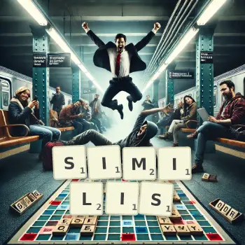 Illustration créative d'un jeu de lettres avec le mot SIMILIS épelé sur le plateau.