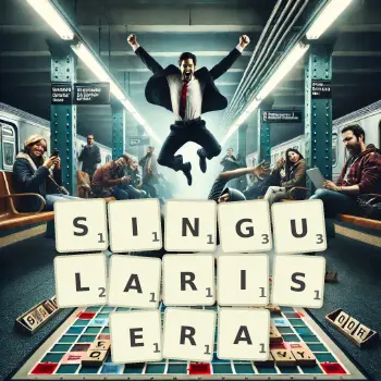Illustration créative d'un jeu de lettres avec le mot SINGULARISERA épelé sur le plateau.
