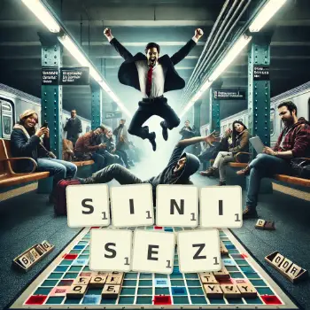 Illustration créative d'un jeu de lettres avec le mot SINISEZ épelé sur le plateau.