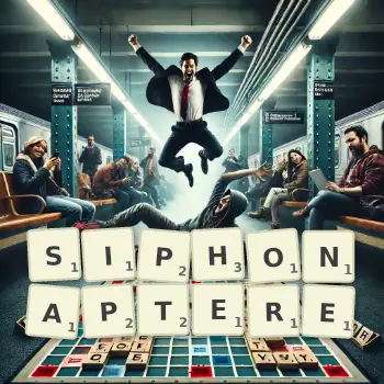 Illustration créative d'un jeu de lettres avec le mot SIPHONAPTERE épelé sur le plateau.