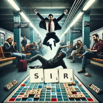 Illustration créative d'un jeu de lettres avec le mot SIR épelé sur le plateau.