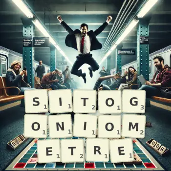 Illustration créative d'un jeu de lettres avec le mot SITOGONIOMETRE épelé sur le plateau.