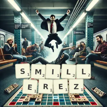 Illustration créative d'un jeu de lettres avec le mot SMILLEREZ épelé sur le plateau.