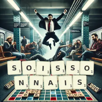 Illustration créative d'un jeu de lettres avec le mot SOISSONNAIS épelé sur le plateau.