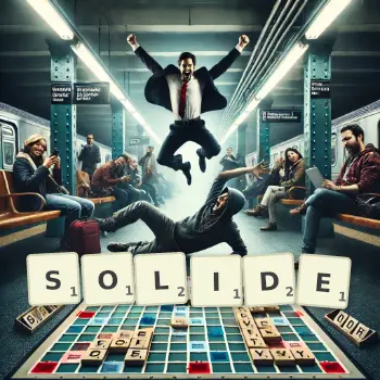 Illustration créative d'un jeu de lettres avec le mot SOLIDE épelé sur le plateau.