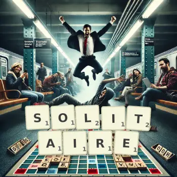 Illustration créative d'un jeu de lettres avec le mot SOLITAIRE épelé sur le plateau.