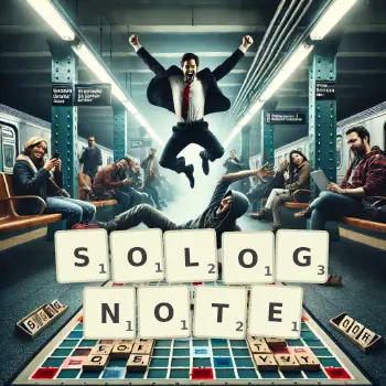 Illustration créative d'un jeu de lettres avec le mot SOLOGNOTE épelé sur le plateau.