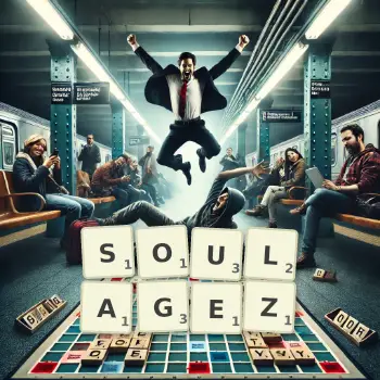 Illustration créative d'un jeu de lettres avec le mot SOULAGEZ épelé sur le plateau.