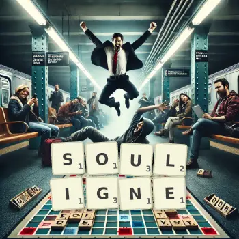 Illustration créative d'un jeu de lettres avec le mot SOULIGNE épelé sur le plateau.