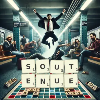 Illustration créative d'un jeu de lettres avec le mot SOUTENUE épelé sur le plateau.