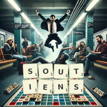 Illustration créative d'un jeu de lettres avec le mot SOUTIENS épelé sur le plateau.