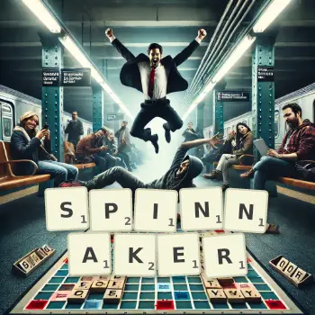 Illustration créative d'un jeu de lettres avec le mot SPINNAKER épelé sur le plateau.