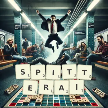 Illustration créative d'un jeu de lettres avec le mot SPITTERAI épelé sur le plateau.