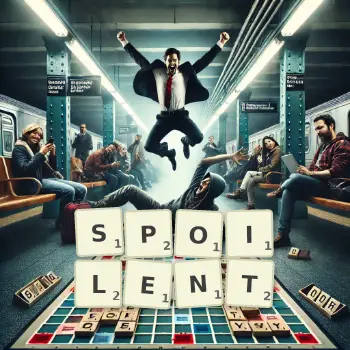 Illustration créative d'un jeu de lettres avec le mot SPOILENT épelé sur le plateau.