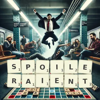 Illustration créative d'un jeu de lettres avec le mot SPOILERAIENT épelé sur le plateau.