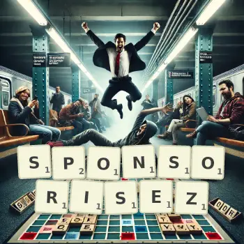 Illustration créative d'un jeu de lettres avec le mot SPONSORISEZ épelé sur le plateau.