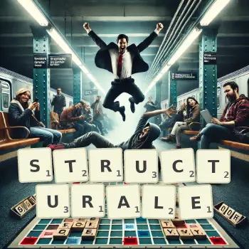 Illustration créative d'un jeu de lettres avec le mot STRUCTURALE épelé sur le plateau.