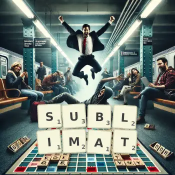 Illustration créative d'un jeu de lettres avec le mot SUBLIMAT épelé sur le plateau.