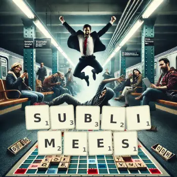 Illustration créative d'un jeu de lettres avec le mot SUBLIMEES épelé sur le plateau.