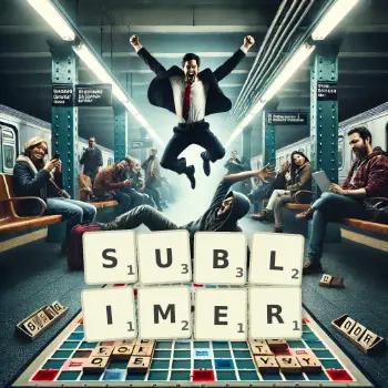 Illustration créative d'un jeu de lettres avec le mot SUBLIMER épelé sur le plateau.