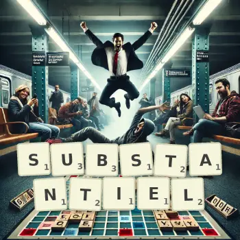 Illustration créative d'un jeu de lettres avec le mot SUBSTANTIEL épelé sur le plateau.