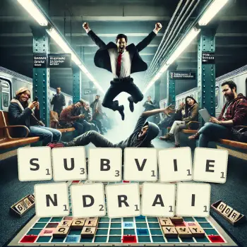 Illustration créative d'un jeu de lettres avec le mot SUBVIENDRAI épelé sur le plateau.