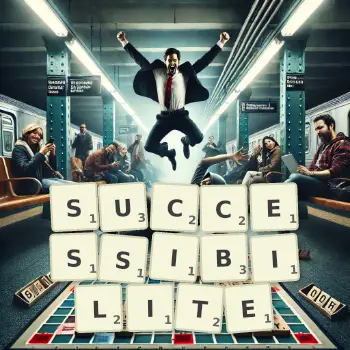 Illustration créative d'un jeu de lettres avec le mot SUCCESSIBILITE épelé sur le plateau.