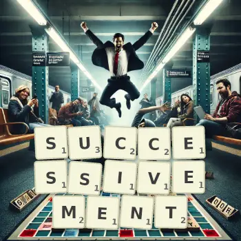 Illustration créative d'un jeu de lettres avec le mot SUCCESSIVEMENT épelé sur le plateau.