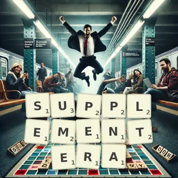 Illustration créative d'un jeu de lettres avec le mot SUPPLEMENTERA épelé sur le plateau.