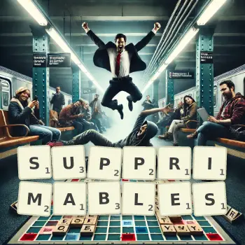 Illustration créative d'un jeu de lettres avec le mot SUPPRIMABLES épelé sur le plateau.