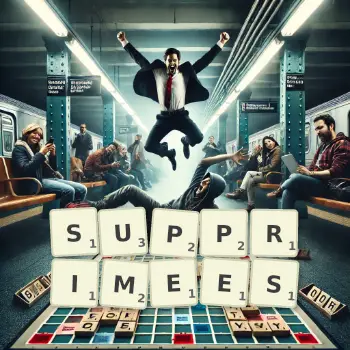 Illustration créative d'un jeu de lettres avec le mot SUPPRIMEES épelé sur le plateau.