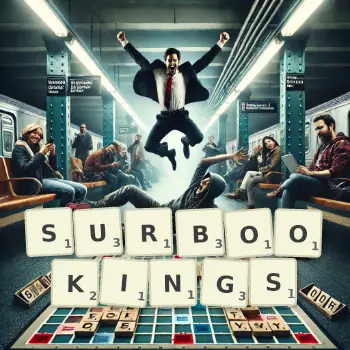 Illustration créative d'un jeu de lettres avec le mot SURBOOKINGS épelé sur le plateau.