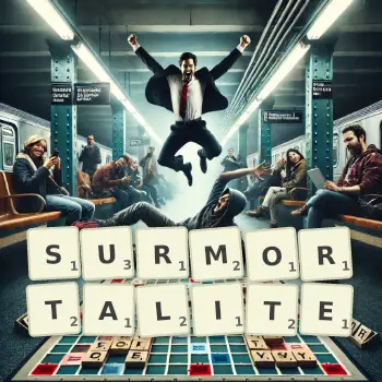 Illustration créative d'un jeu de lettres avec le mot SURMORTALITE épelé sur le plateau.