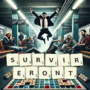 Illustration créative d'un jeu de lettres avec le mot SURVIRERONT épelé sur le plateau.