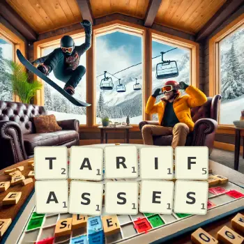 Illustration créative d'un jeu de lettres avec le mot TARIFASSES épelé sur le plateau.