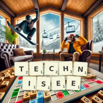 Illustration créative d'un jeu de lettres avec le mot TECHNISEE épelé sur le plateau.